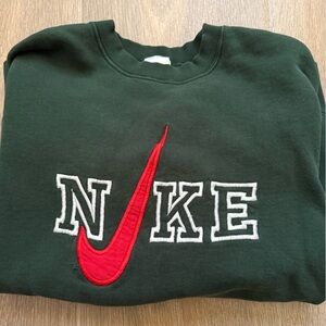 Vintage Nike Green Sweatshirt with Red Logo